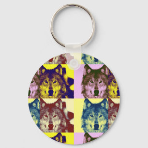 Pop Art Wolf Key Ring