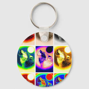 Pop Art Wolf Key Ring