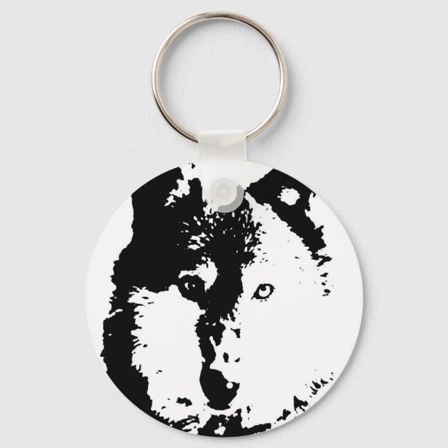Pop Art Wolf Key Ring (Front)
