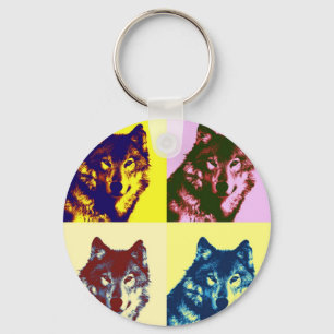 Pop Art Wolf Key Ring