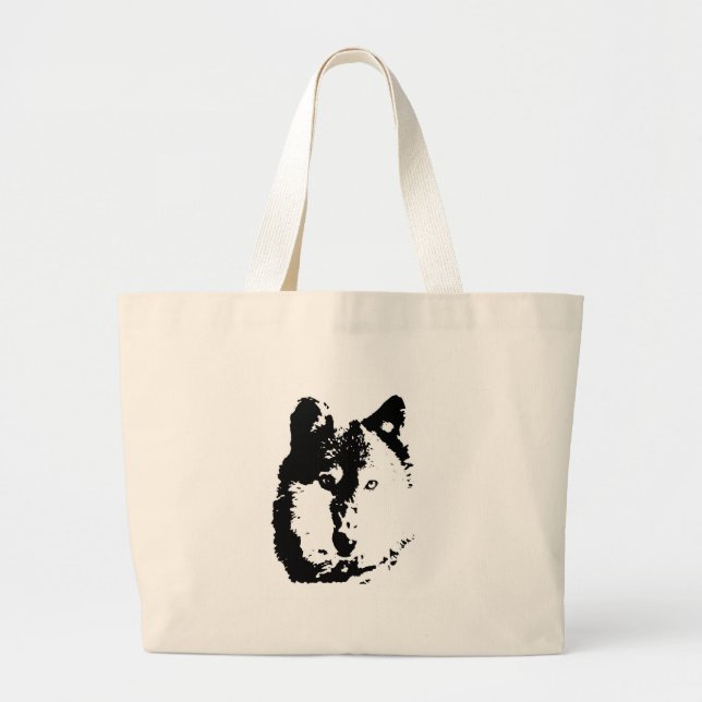 Pop Art Wolf Large Tote Bag (Front)