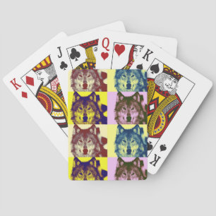 Pop Art Wolf Playing Cards