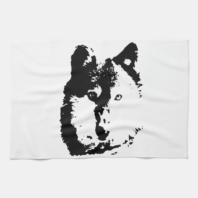 Pop Art Wolf Tea Towel (Horizontal)