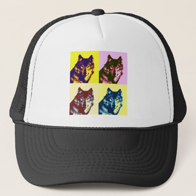 Pop Art Wolf Trucker Hat (Front)