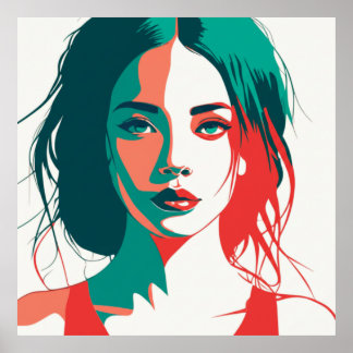 Pop Art Woman Portrait Gift Poster