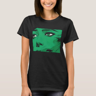Pop-Art Woman’s Face In Vivid Green T-Shirt