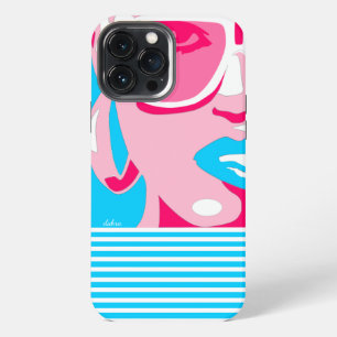Pop Art Woman White Sunglasses Biting Blue Lips iPhone 13 Pro Max Case