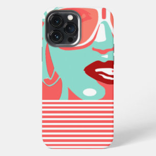Pop Art Woman White Sunglasses Biting Red Lips iPhone 13 Pro Max Case
