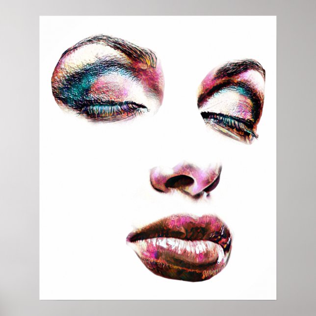 Pop Art Womans Face Gold Makeup beauty Abstract  Poster (Front)