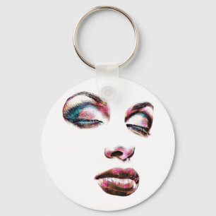  Pop Art Womans Face Makeup beauty Abstract art  Key Ring