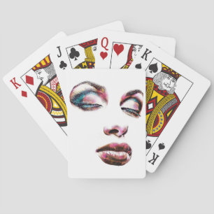 Pop Art Womans Face Makeup beauty Abstract art Playing Cards
