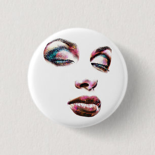 Pop Art Womans Face Makeup beauty Abstract art T- 3 Cm Round Badge