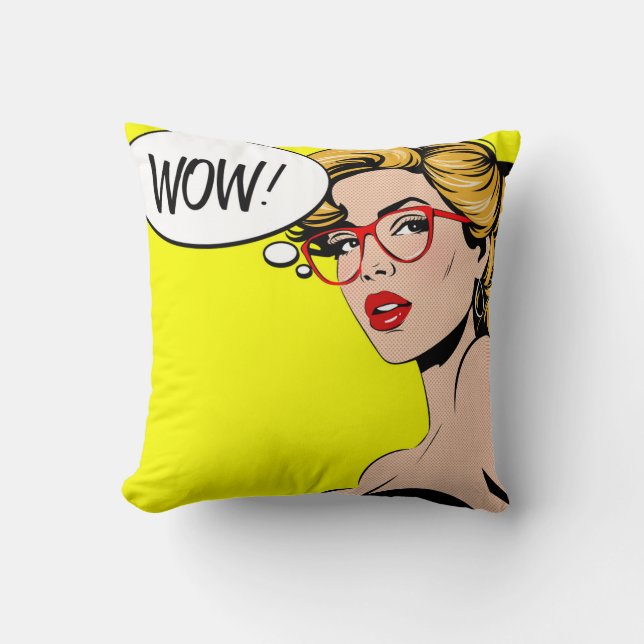 Pop Art WOW Throw pillow (Front)