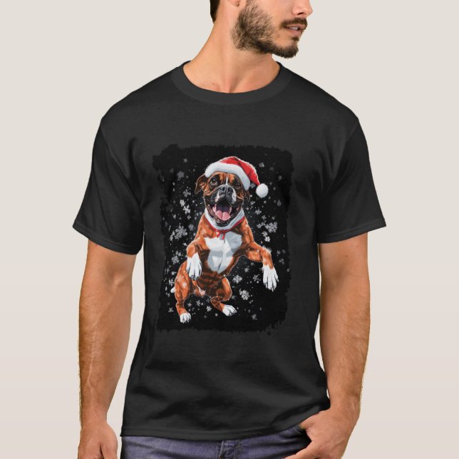Pop Art Xmas Boxer Dog  T-Shirt (Front)
