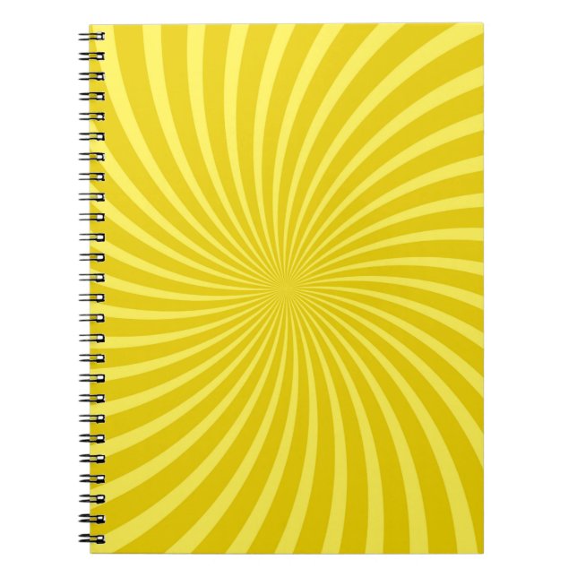 Pop art yellow background,  retro comic rays illus notebook (Front)