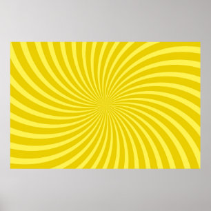 Pop art yellow background,  retro comic rays illus poster
