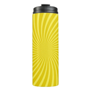 Pop art yellow background, retro comic rays illus thermal tumbler