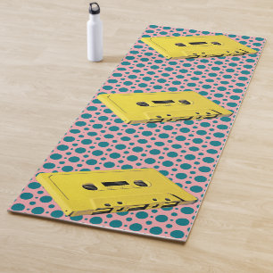 Pop Art Yellow Cassette Tape Yoga Mat