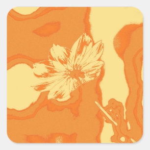 Pop Art Yellow Cosmos Flower Square Sticker