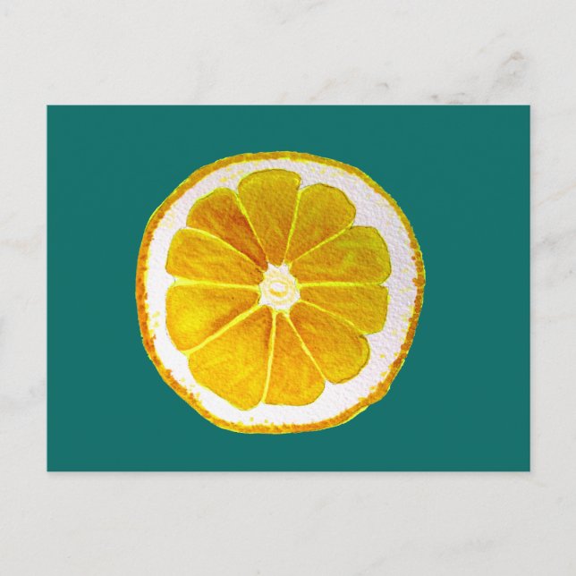 Pop art yellow lemon fruit original watercolour postcard (Front)