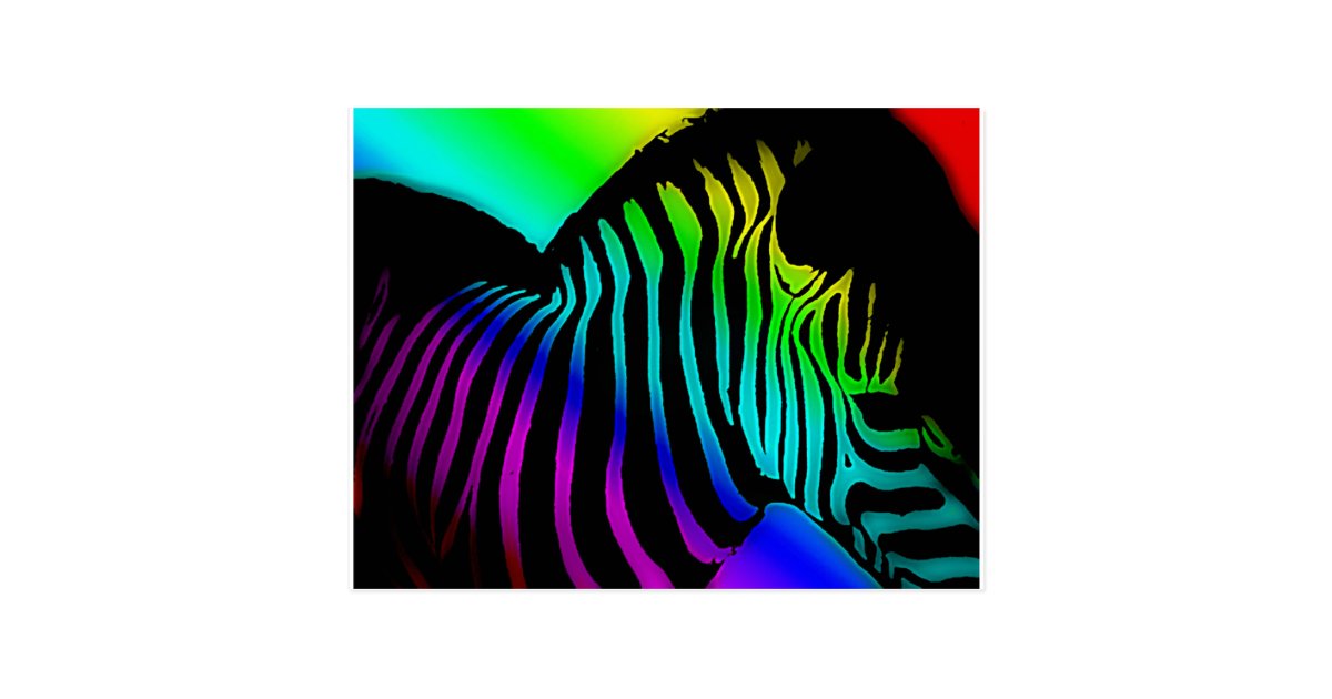 pop art zebra in neon rainbow colours postcard | Zazzle.co.uk