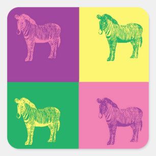 Pop Art Zebra Square Sticker