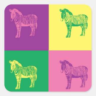 Pop Art Zebra Square Sticker