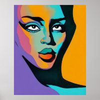 Pop Artistic Abstract Artworks Vibrant Lady