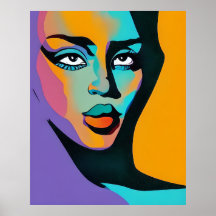 Pop Artistic Abstract Artworks Vibrant Lady Poster