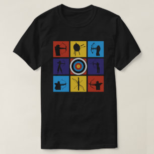 Pop Artistic Archery Sports and Player Silhouettes T-Shirt