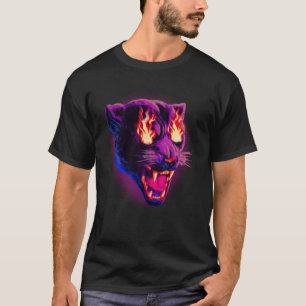 Pop Black Panther on Fire Leopard Jaguar Animal T-Shirt