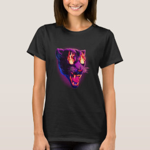 Pop Black Panther on Fire Leopard Jaguar Animal T-Shirt