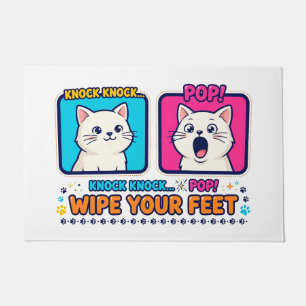 Pop Cat Knock Knock Funny Doormat