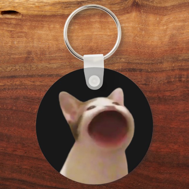 Pop Cat Meme Double Sided Keychain (Front)