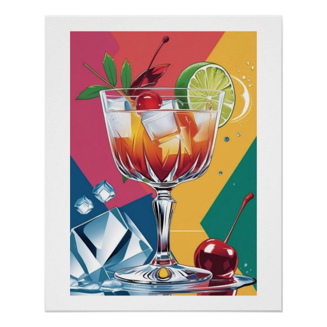 Pop & Cherry - Retro-style cocktail Poster (Front)