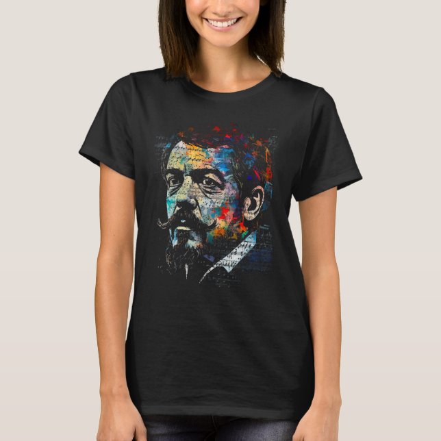 Pop Claude Debussy Composer Piano T-Shirt (Front)