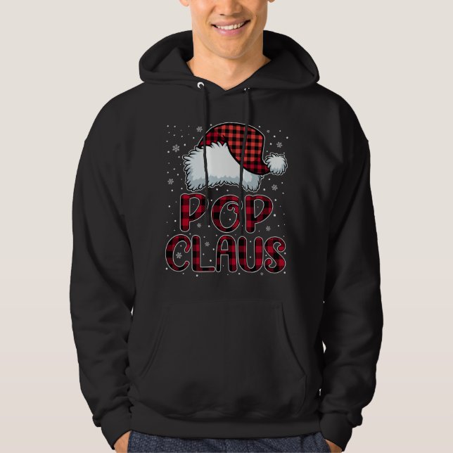 Pop Claus Merry Christmas Buffalo Plaid Red Santa  Hoodie (Front)