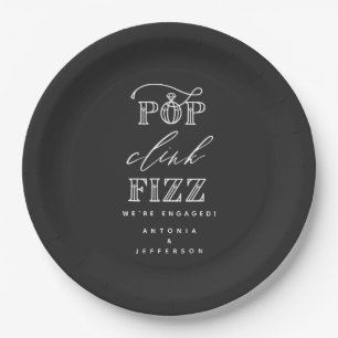 Pop clink fizz engagement party paper plates