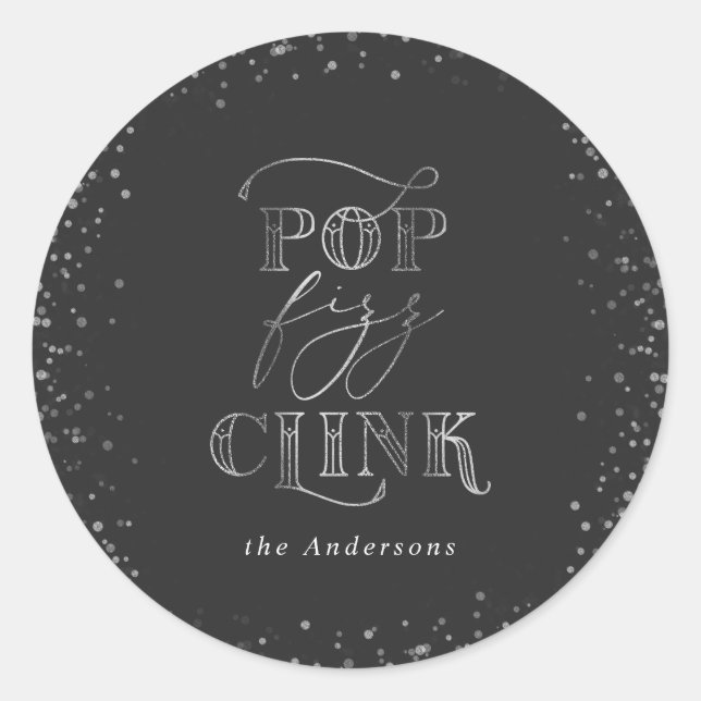 Pop clink fizz party stickers (Front)