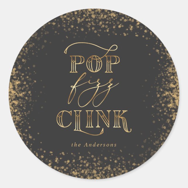 Pop clink fizz party stickers (Front)