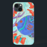Pop-Coloured Fish iPhone 13 Case<br><div class="desc">This painting by Nancy Slocum captures the beautiful water life under seas. It represents colour fish swimming in the blue ocean. This picture will add colour to any living room or kids' room.</div>