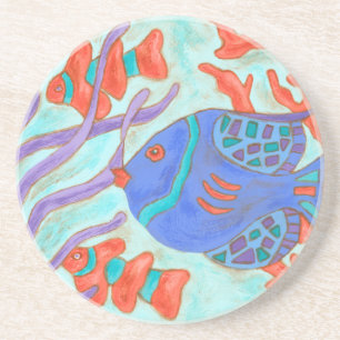 Pop-Coloured Fish Coaster