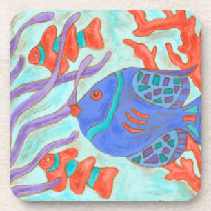 Pop-Coloured Fish Coaster