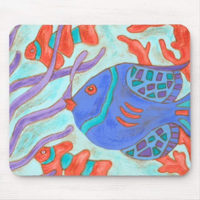 Pop-Coloured Fish Mouse Mat (Front)