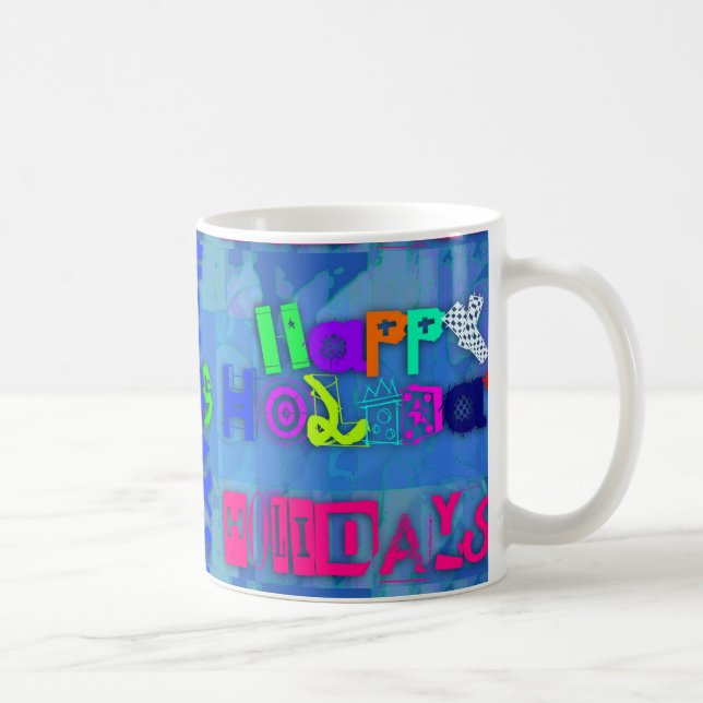 Pop Colourful Happy Holidays Mug (Right)