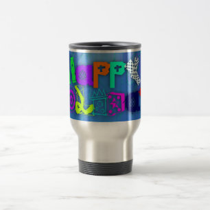 Pop Colourful Happy Holidays Travel Mug