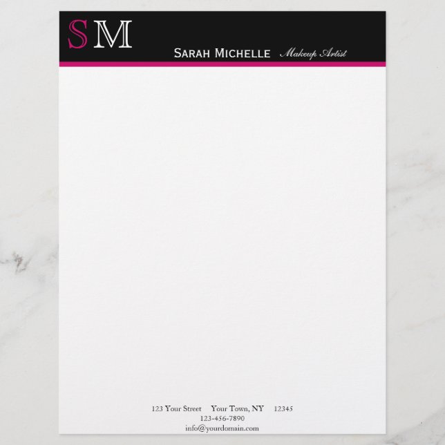 Pop Colours in Pink Green and Black Letterhead (Front)