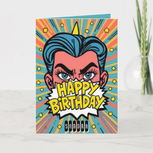 pop comic Happy Birthday Card