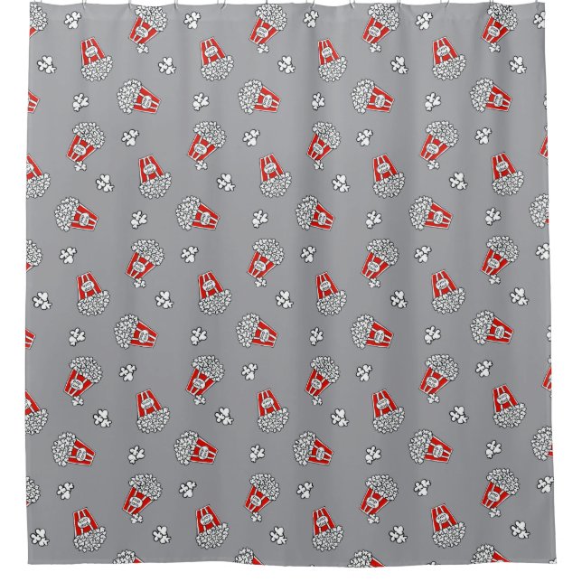 Pop Corn Toss on Grey Shower Curtain (Front)