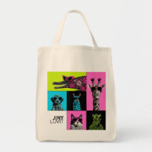 Pop Crew Colourful Animal Mosaic Tote Bag